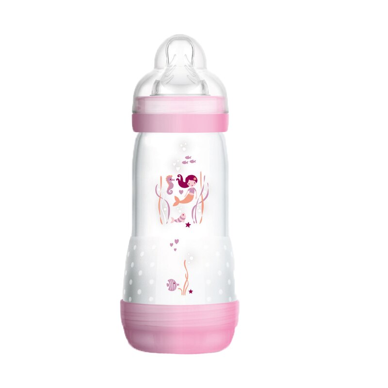 Biberon din polipropilena cu tetina din silicon 320 ml 4+ luni MAM Anti-Colic 676642RZ, Roz