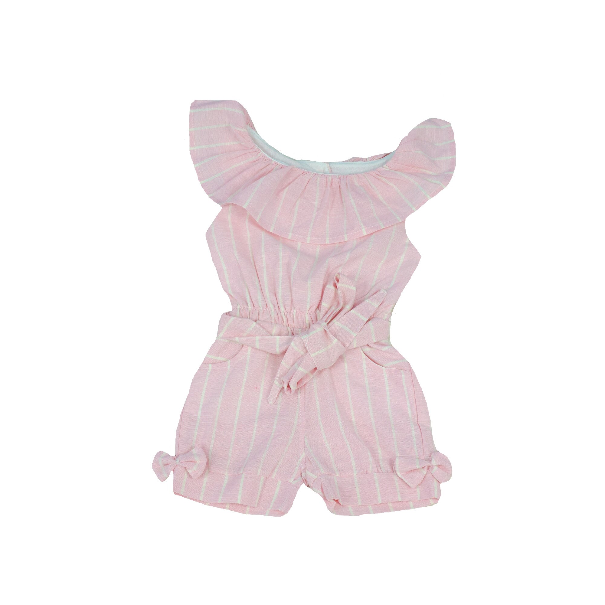 Salopeta de vara din bumbac, nasturi pe spate, Roz, 98 CM