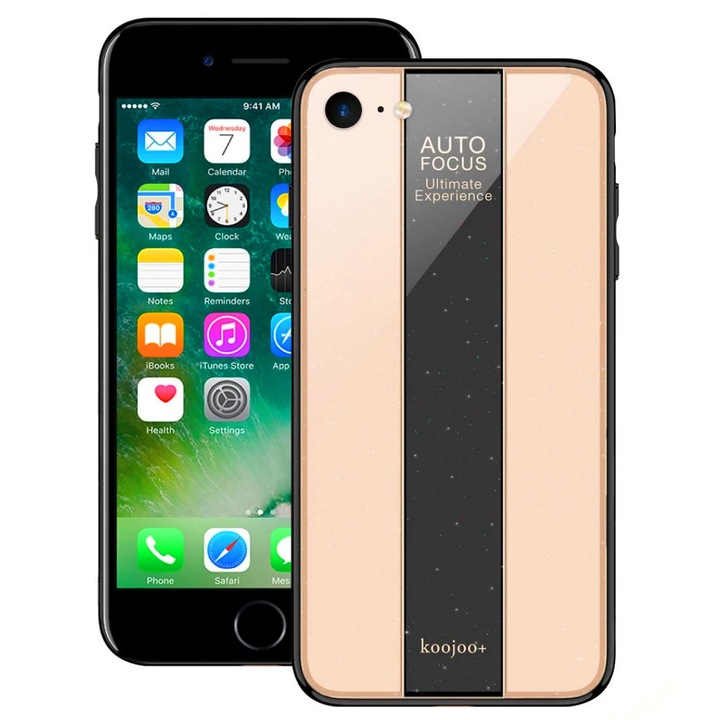 iPhone SE 2 2020 tok, SILKASE AutoFocus, arany műanyag, fekete arany