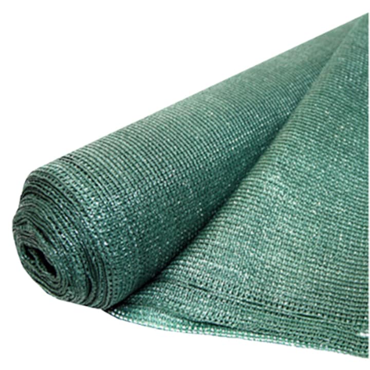 Засенчваща мрежа Evotools, Дължина 10 м, Ширина 2 м, HDPE, UV защита, Степен на засенчване 95%, Плътност 95 гр/м2, Зелен