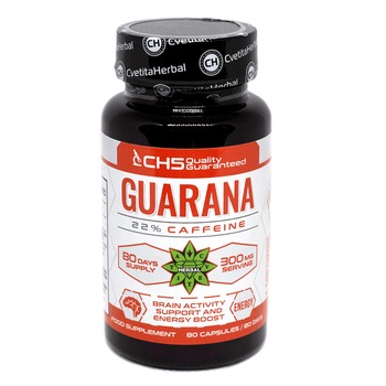 Suplimente alimentare, Cvetita Herbal Guarana, extract de seminte de guarana, 80 capsule Suplimente alimentare, Cvetita Herbal Guarana, extract de seminte de guarana, 80 capsule