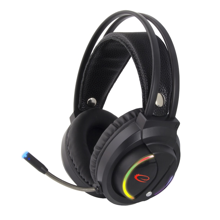 Casti Gaming cu fir, Rqiurpn, Super Deep Bass, Microfon Noise Cancelling, Control Volum, Protectie ureche din piele, compatibile PS5, PS4, Xbox 1, PC, design ergonomic, negru