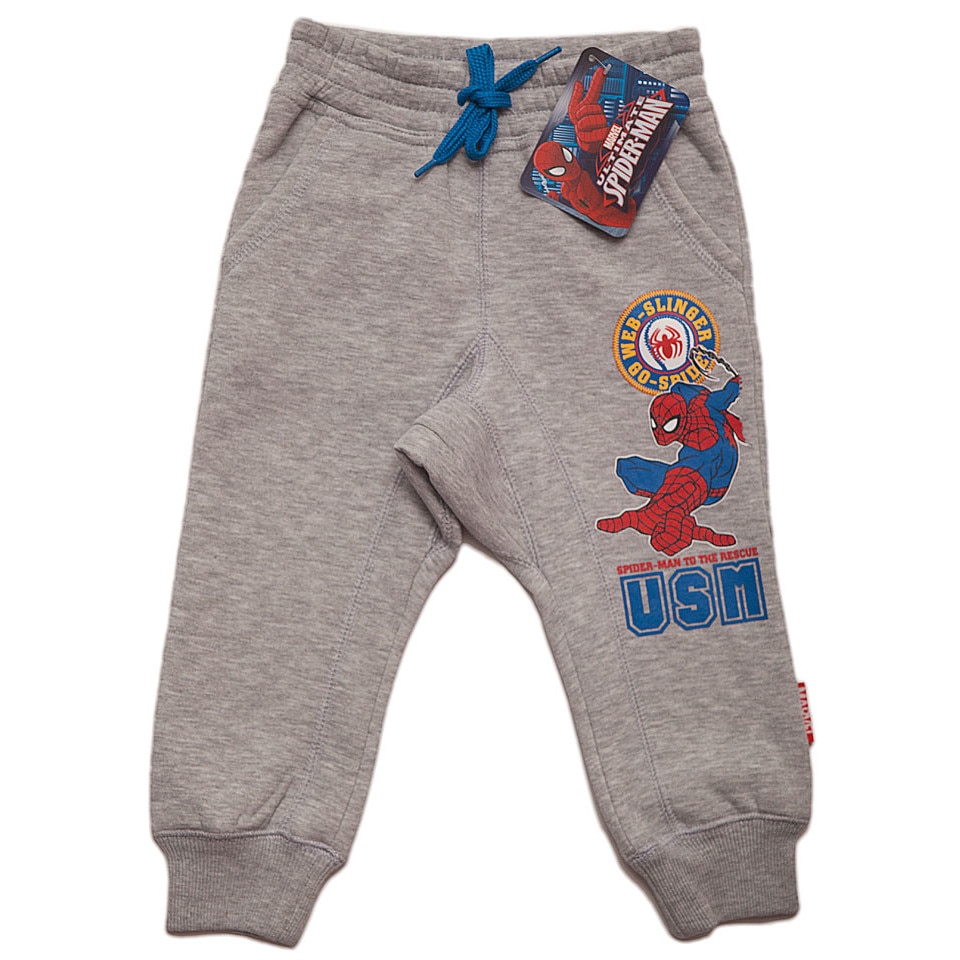 Pantaloni trening, Spiderman, 128 cm, 7-8 ani, baieti, gri cu albastru