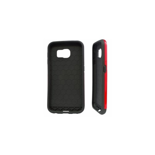 Husa Samsung Galaxy S6 G920, pocket, rama silicon, spate plastic, suport card, rosu