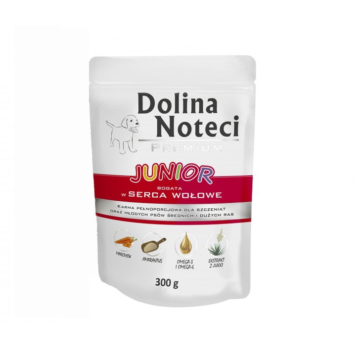 Hrana pentru caini Dolina Noteci junior, inima de vita, 300 g