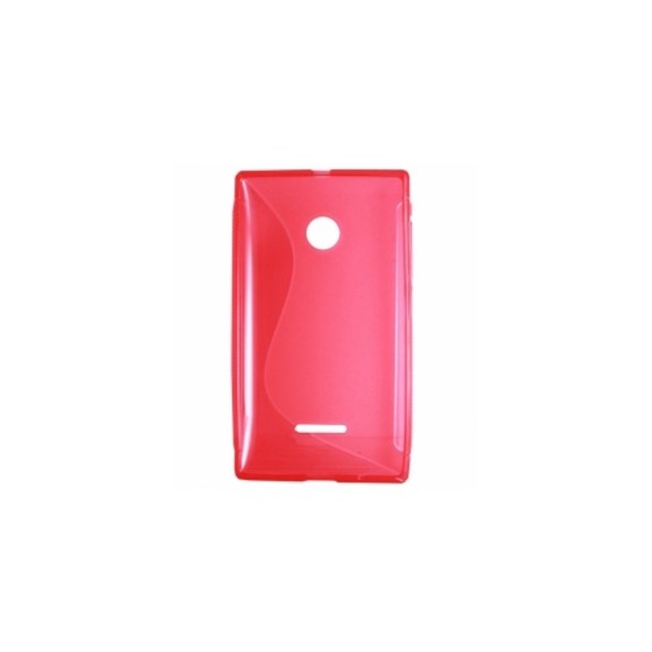Калъф за Nokia Lumia 532, S Line, прозрачен силикон, червен