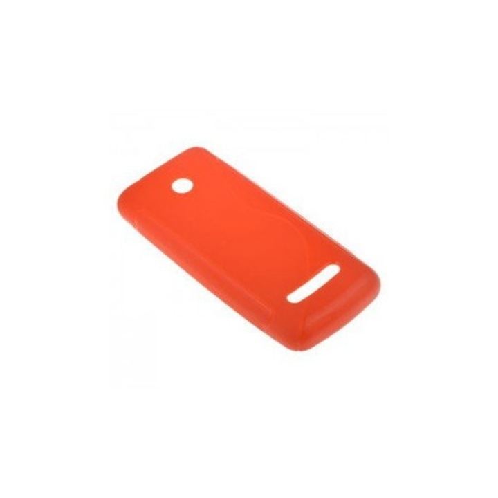 Калъф за Nokia Asha 206, S Line, прозрачен силикон, оранжев