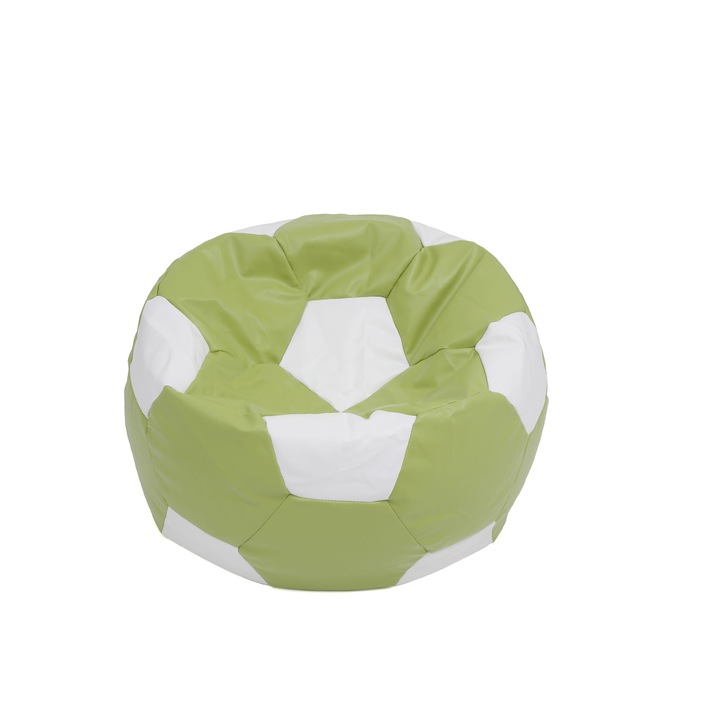 Fotoliu puf minge copii Babyball bicolor, imitatie piele Verde/Alb