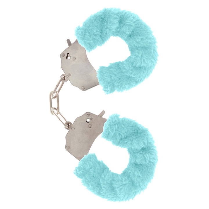 ToyJoy Furry Fun Cuffs Aqua - Catuse erotice cu pene pentru un cadou de dragoste, ideale pentru Ziua Indragostitilor