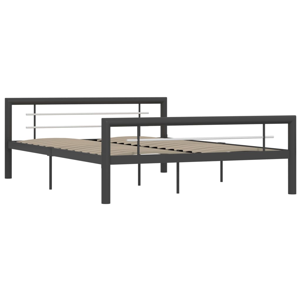 Cadru de pat dublu, vidaXL, Metal, 160 x 200 cm, Gri