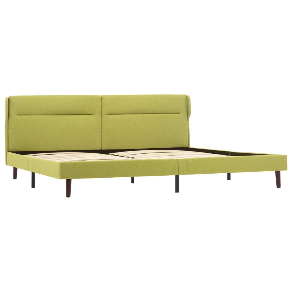 Cadru de pat dublu tapitat, vidaXL, Textil/Lemn, 140 x 200 cm, Verde