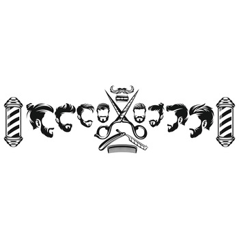 Sticker pentru perete, salon, frizerie, barber, negru, 117 x 34 cm Sticker pentru perete, salon, frizerie, barber, negru, 117 x 34 cm