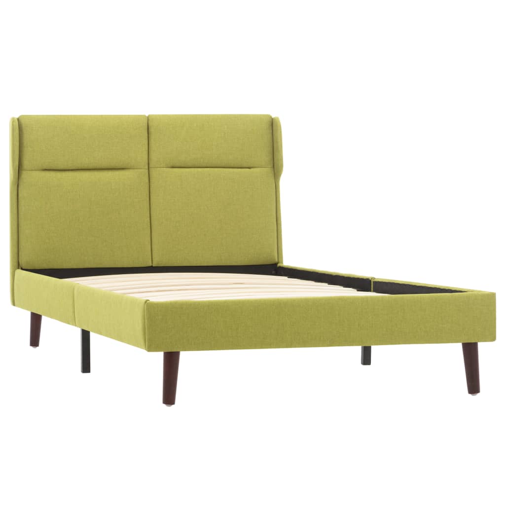 Cadru de pat single tapitat, vidaXL, Textil/Lemn, 100 x 200 cm, Verde
