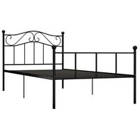 Cadru de pat single, vidaXL, Metal model curbat, 90 x 200 cm, Negru