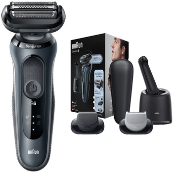 Aparat de ras electric Braun Series 6 60-N7650cc Wet&Dry, 4 elemente de taiere, SensoFlex, Statie de incarcare si curatare Smart Care + cartus de curatare, accesorii pentru barba si ingrijire corporala, Trusa de voiaj, Gri Aparat de ras electric Braun Series 6 60-N7650cc Wet&Dry, 4 elemente de taiere, SensoFlex, Statie de incarcare si curatare Smart Care + cartus de curatare, accesorii pentru barba si ingrijire corporala, Trusa de voiaj, Gri