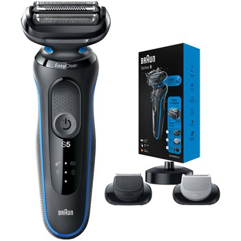 Aparat de ras electric Braun Series 5 50-B4650cs Wet&Dry, EasyClean, 3 elemente de taiere, accesorii pentru barba si ingrijire corporala, Statie de incarcare, Negru/Albastru Aparat de ras electric Braun Series 5 50-B4650cs Wet&Dry, EasyClean, 3 elemente de taiere, accesorii pentru barba si ingrijire corporala, Statie de incarcare, Negru/Albastru