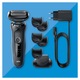 Aparat de ras electric Braun Series 5 51-B4650cs Wet&Dry, AutoSense, EasyClean, 3 elemente de taiere, accesorii pentru barba si ingrijire corporala, Statie de incarcare, Negru/Albastru