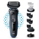 Aparat de ras electric Braun Series 5 51-B4650cs Wet&Dry, AutoSense, EasyClean, 3 elemente de taiere, accesorii pentru barba si ingrijire corporala, Statie de incarcare, Negru/Albastru