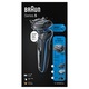 Aparat de ras electric Braun Series 5 51-B4650cs Wet&Dry, AutoSense, EasyClean, 3 elemente de taiere, accesorii pentru barba si ingrijire corporala, Statie de incarcare, Negru/Albastru