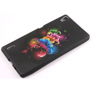 Husa HTC Desire 310 , flori colorate , silicon, negru Husa HTC Desire 310 , flori colorate , silicon, negru