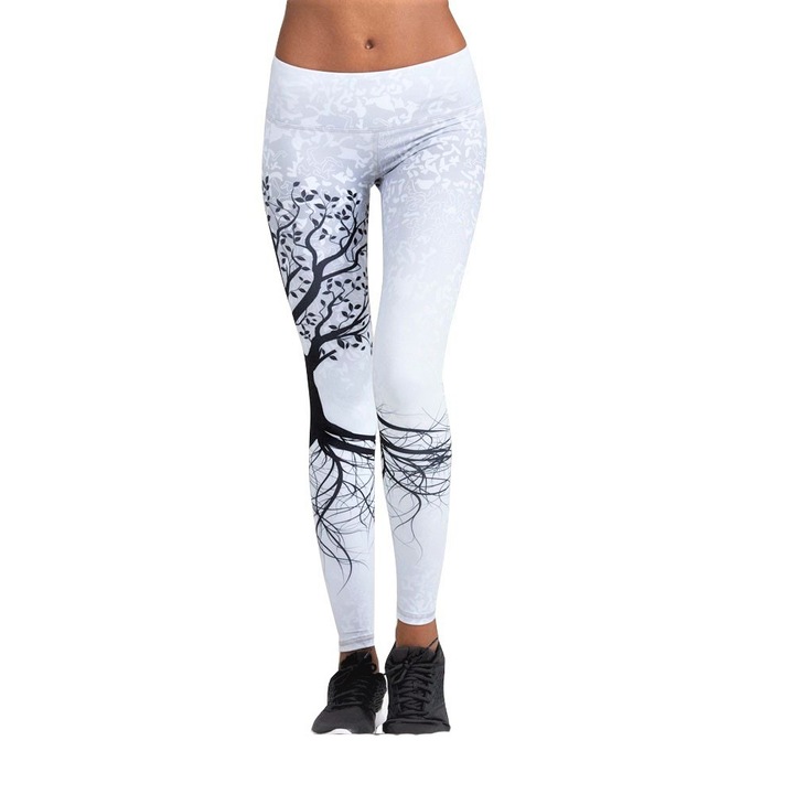 Colanti Fitness, Yoga, Aerobic, Jogging, M size, Talie medie, Black Tree, 38-40 EU