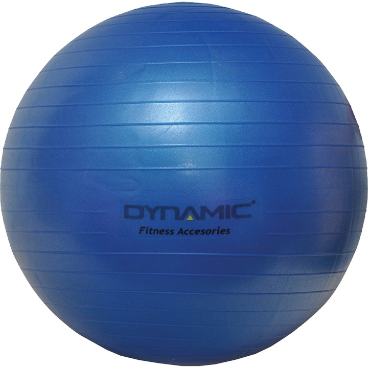 Gym-ball fitness Dynamic, 65 cm, cu pompa, culoare albastru