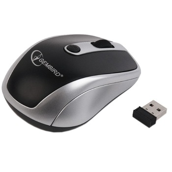 Mouse wireless Gembird MUSW-002, USB, 1600 DPI, Negru/Argintiu Mouse wireless Gembird MUSW-002, USB, 1600 DPI, Negru/Argintiu
