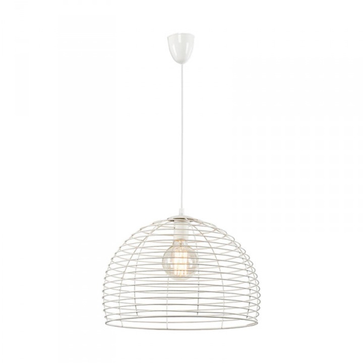 Pendul metalic alb, 40 cm, 1 x E27