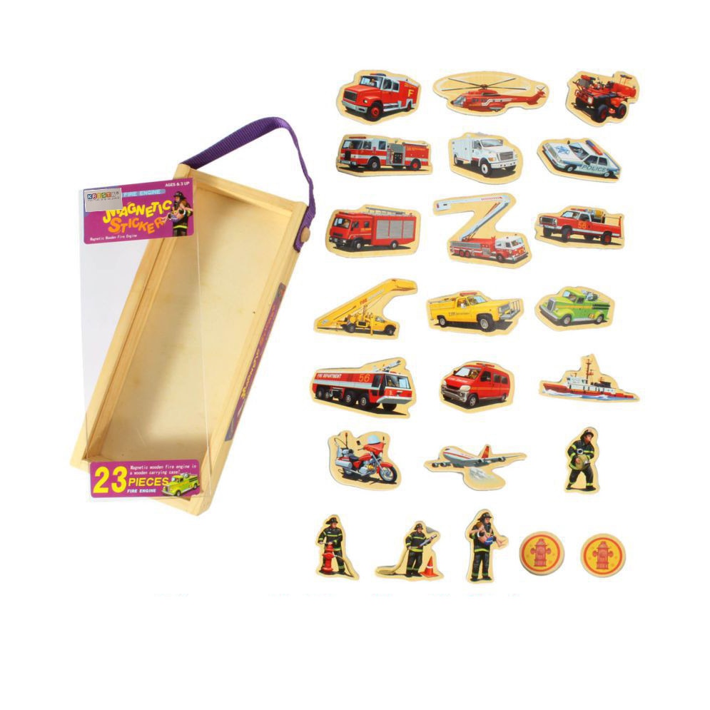 Set 23 piese magnetice din lemn, cu ilustratii grafice mijloace de transport - Krista®