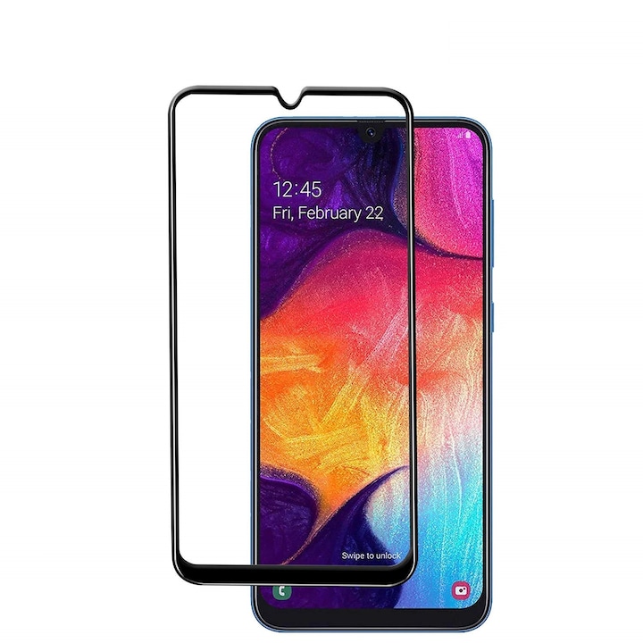 Folie protectie din sticla, compatibila cu Samsung Galaxy A20e, cu lipici pe tot ecranul Full Glue, Case Friendly, ISAG