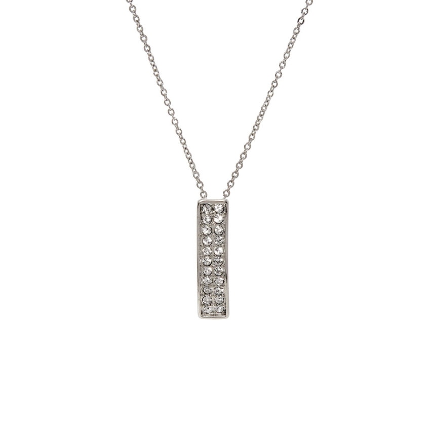 Colier placat cu rodiu si cristale, lungime 44 cm