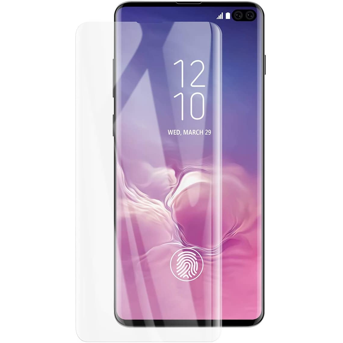 Folie sticla curbata cu gel UV, Full Glue, compatibila cu Samsung Galaxy S10 Plus, transparenta, PlanetPhone®