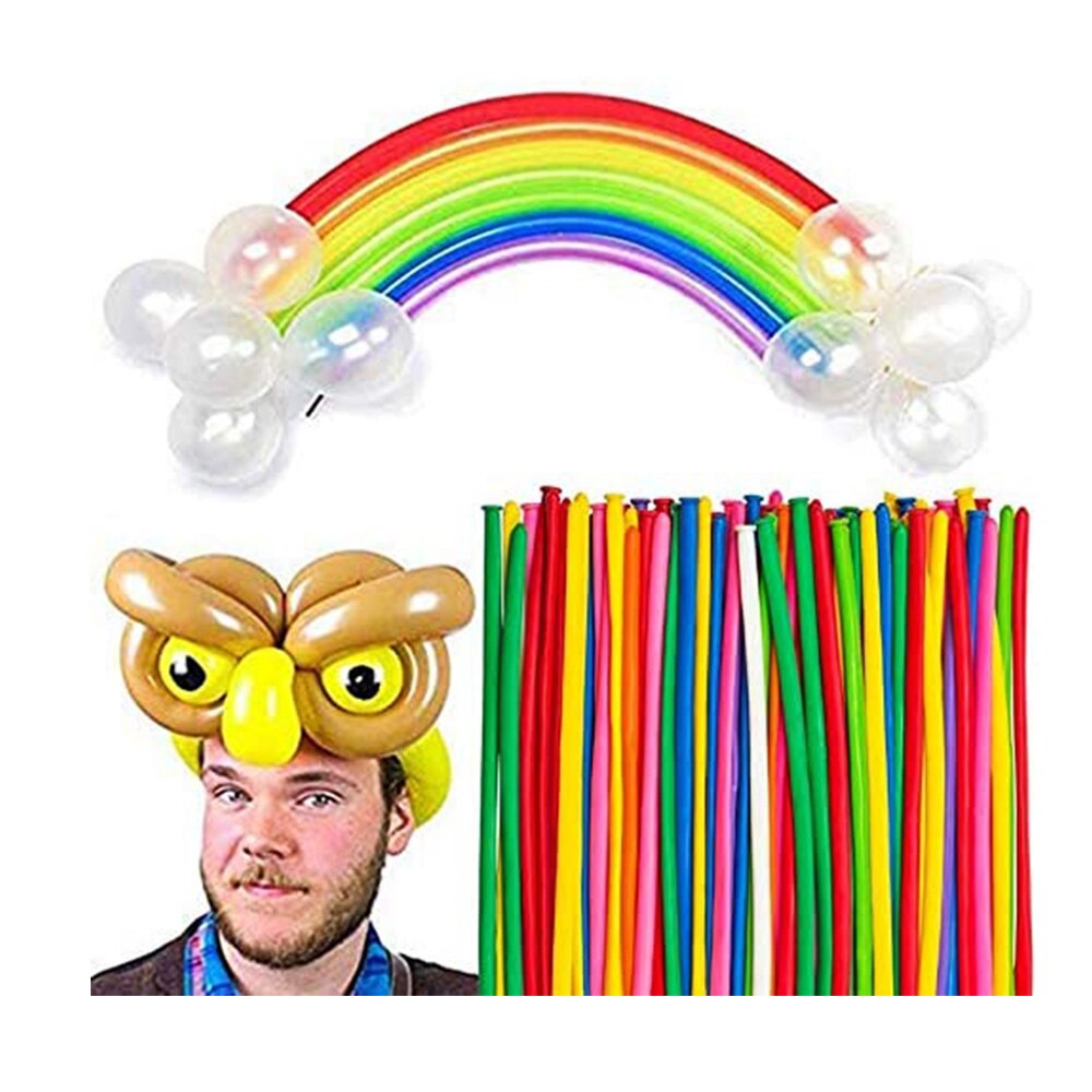 Set 100 Baloane multicolore din latex pentru modelaj + Pompa manuala, pentru petreceri, plaja si nisip AK6705