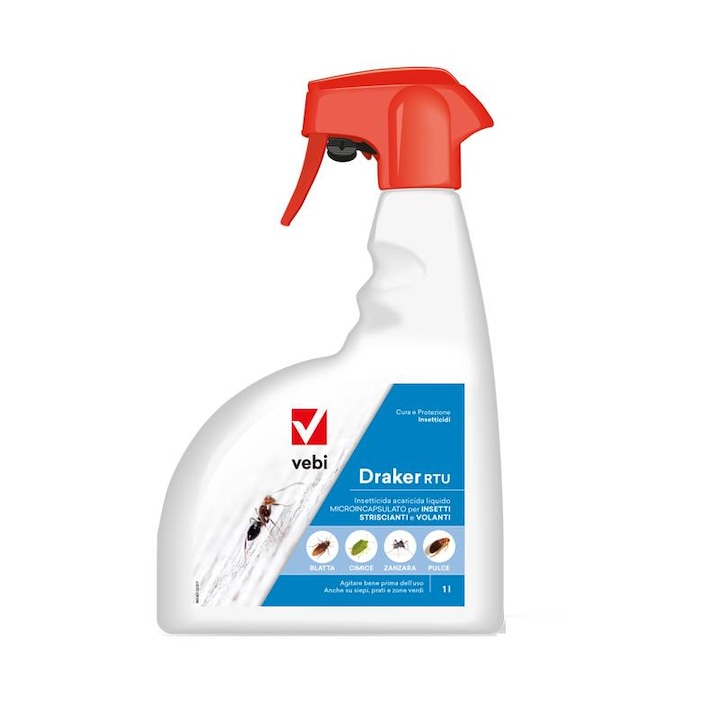 Spray insecticid Draker RTU pentru gandaci, plosnite, capuse, tantari, muste,1 L