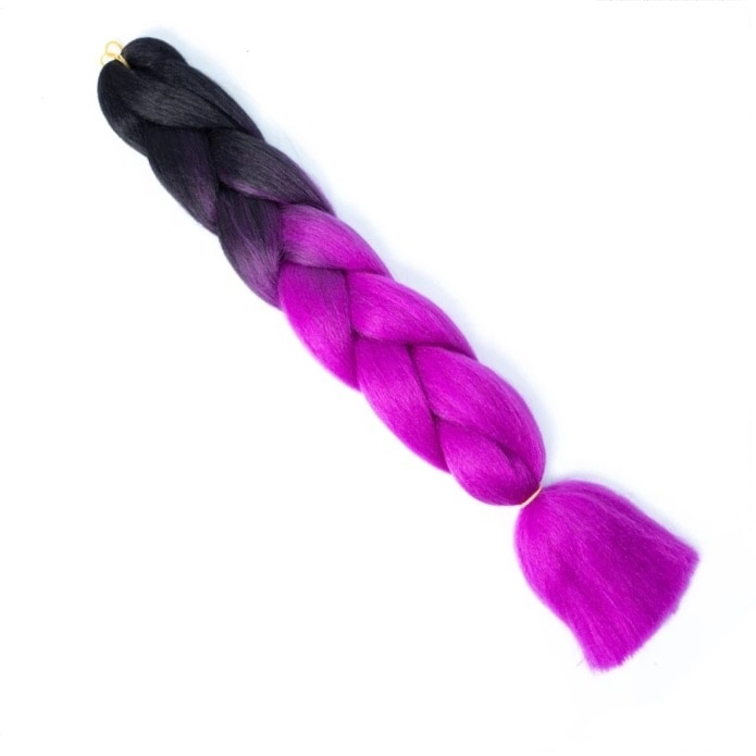 Extensie colorata de par pentru impletituri ombre negru/magenta 100 g