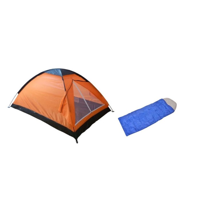 Set cort camping pentru 2 persoane cu 1 sac de dormit