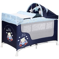 Patut pliabil Lorelli San Remo Plus, 2 nivele, Ursulet, Albastru