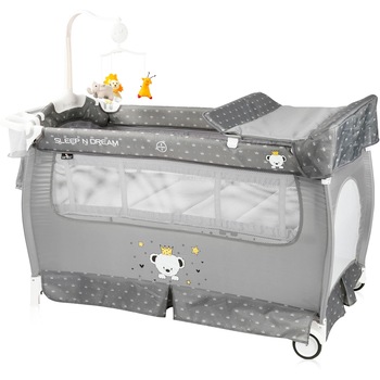 Patut pliabil Lorelli Sleep'n Dream, 2 nivele, Ursulet, Gri Patut pliabil Lorelli Sleep'n Dream, 2 nivele, Ursulet, Gri