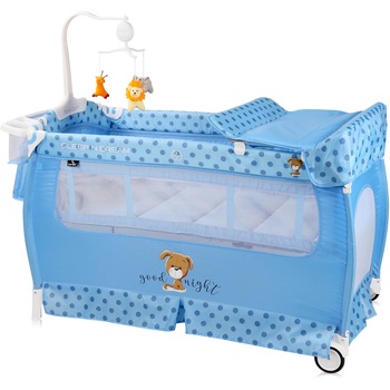 Patut pliabil Lorelli Sleep'n Dream, 2 nivele, Catel, Albastru Patut pliabil Lorelli Sleep'n Dream, 2 nivele, Catel, Albastru