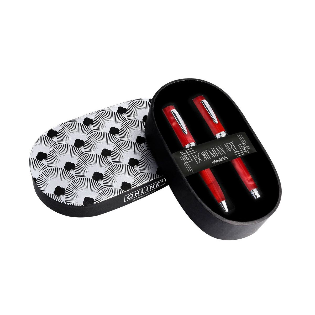 Set Stilou + pix Online Bohemian Art, rosu, varf M, 0.5mm ambalat in cutie