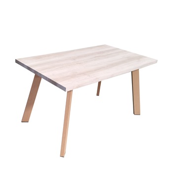 Masa dining/bucatarie MORENA, forma dreptunghiulara, 140x80x75 cm, picioare metal, culoarea stejar Masa dining/bucatarie MORENA, forma dreptunghiulara, 140x80x75 cm, picioare metal, culoarea stejar