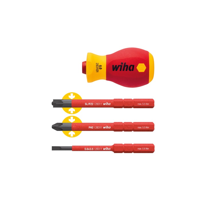 Комплект битови отвертки Wiha, 1000V, 4 броя