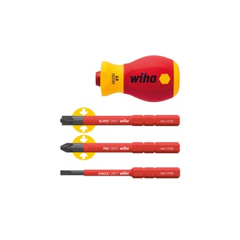 Set surubelnita cu biti, 1000V, 4 bucati, Wiha slimVario Set surubelnita cu biti, 1000V, 4 bucati, Wiha slimVario