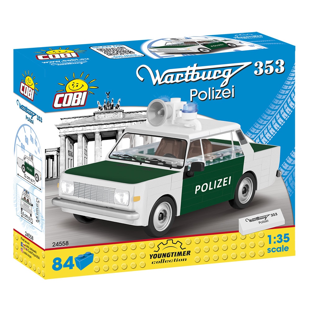 Set de constructie Cobi, Youngtimer, WARTBURG 353 POLIZEI, 84 piese
