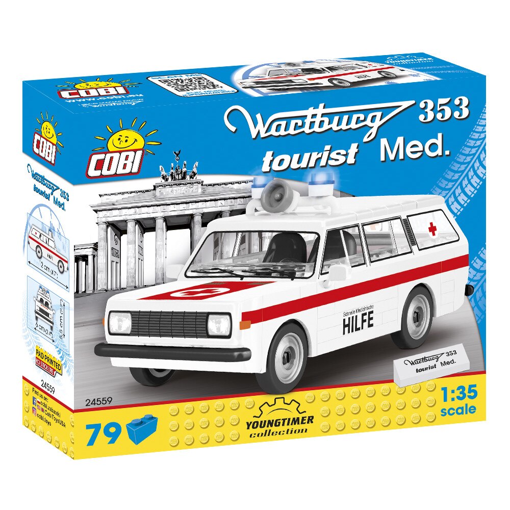 Set de constructie Cobi, Youngtimer, WARTBURG 353 Salvare, 79 piese