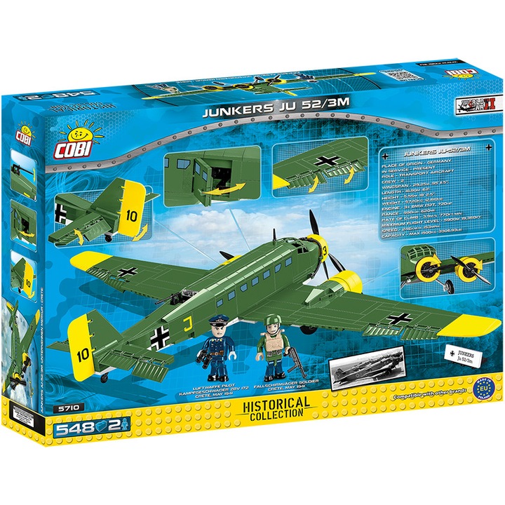 Set de constructie Cobi, WWII PLANES, JUNKERS JU-52/3M , 548piese