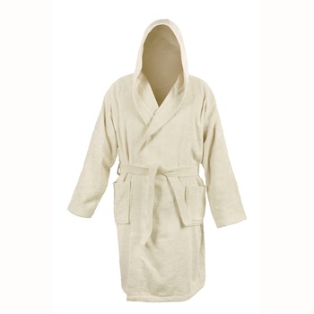 Halat unisex Bamboo Dilios, marime L/XL, 550 GSM, 50% bambus + 50% bumbac, ecru Halat unisex Bamboo Dilios, marime L/XL, 550 GSM, 50% bambus + 50% bumbac, ecru