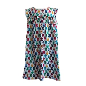 Rochita casual de vara pentru fetite Carmen, Bumbac organic, Alb/Multicolor, imprimeu floral, 98 - 104 cm, 3 - 4 ani