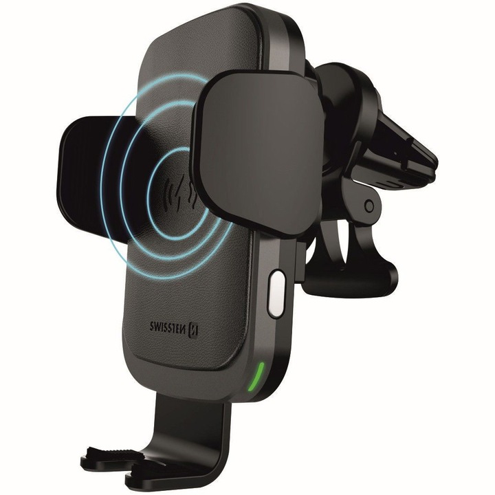 Swissten Elektromos autós telefontartó vezeték nélküli töltő funkcióval 15W, S-Grip W2-AV5