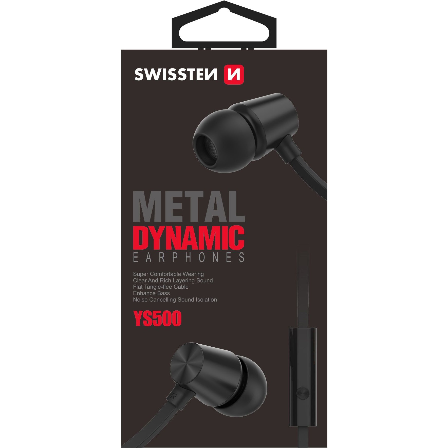 Casti audio Swissten Metal Dinamic YS500, Jack 3.5mm, Negru